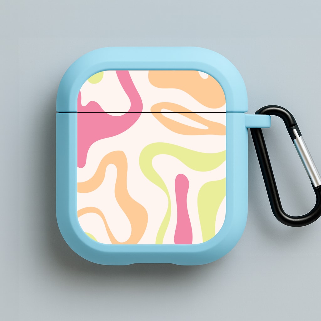 Pastel Shades Psychedelic Pattern Blue AirPods Case
