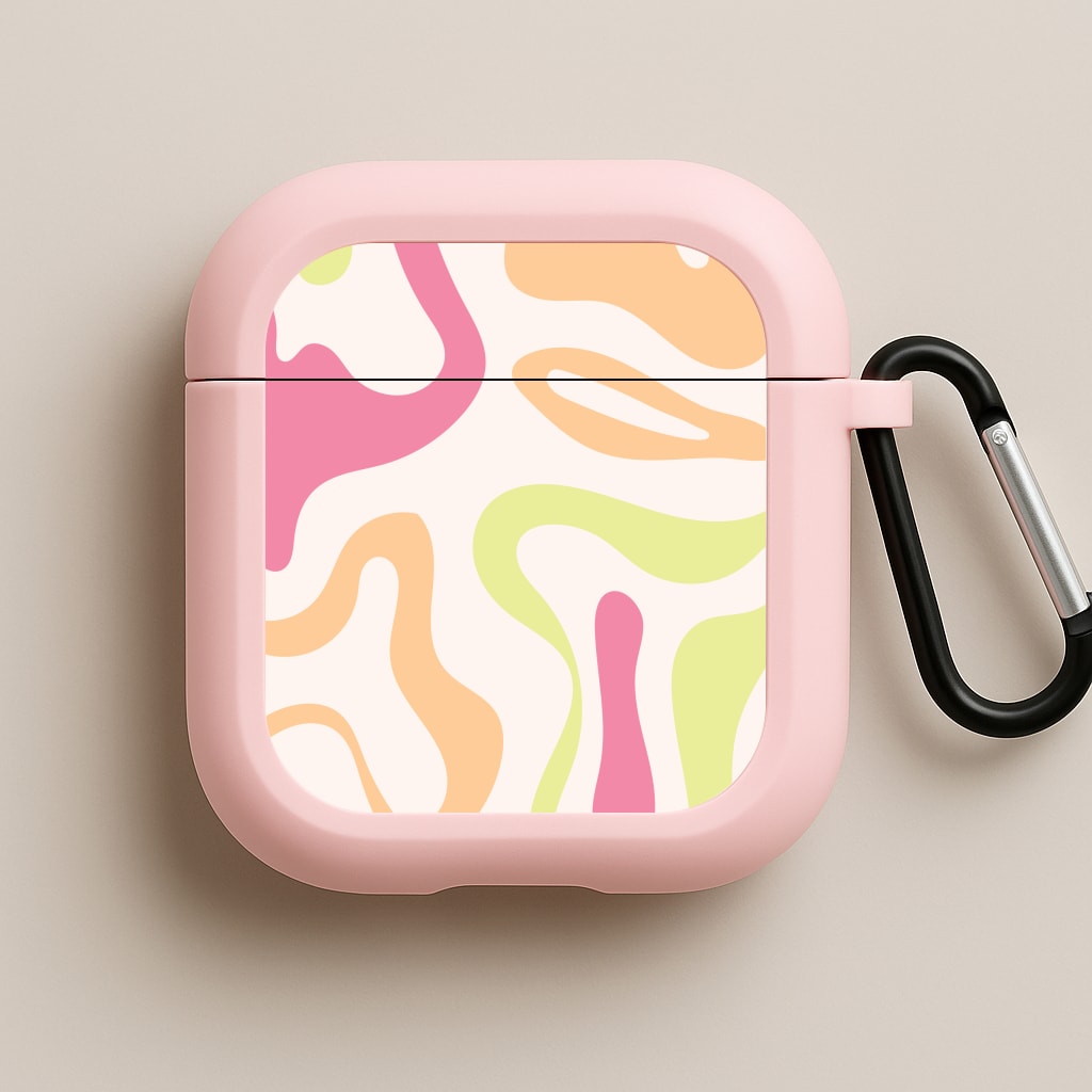 Pastel Shades Psychedelic Pattern Pink AirPods Case