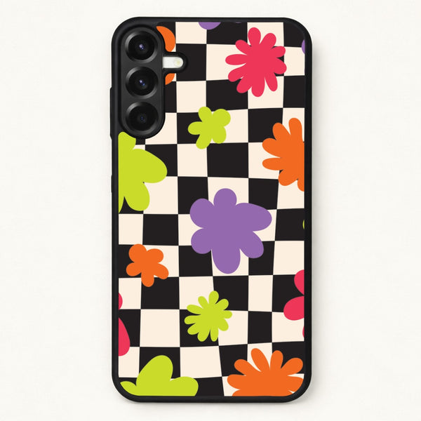 Abstract Flowers Checkered Pattern Phone Case for Galaxy A17