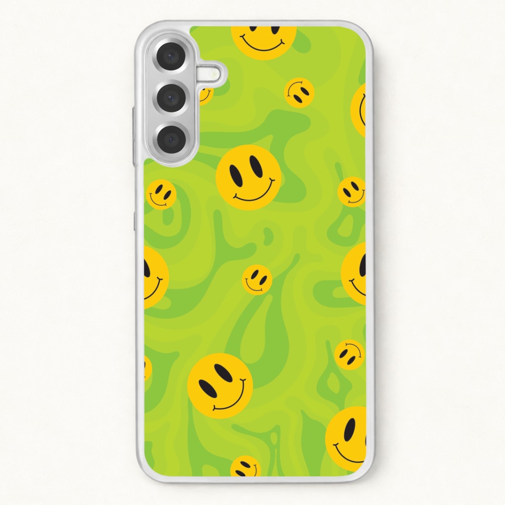 Green Wavey Smileys Pattern Phone Case for Galaxy A17