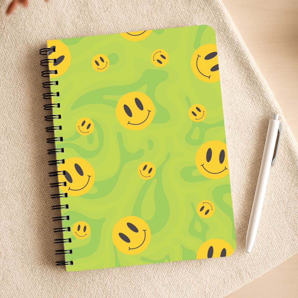 Green Wavey Smileys Pattern Notepad