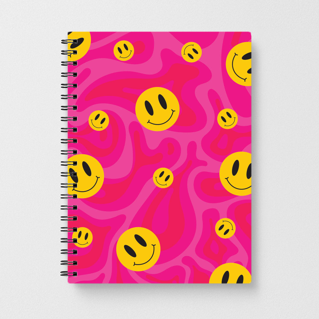 Pink Wavey Smileys Pattern Notebook