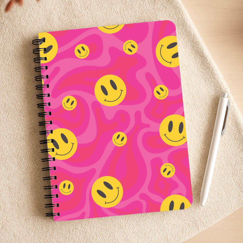 Pink Wavey Smileys Pattern Notepad
