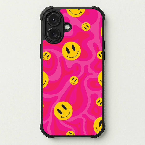 Pink Wavey Smileys Pattern Phone Case — Bumper case