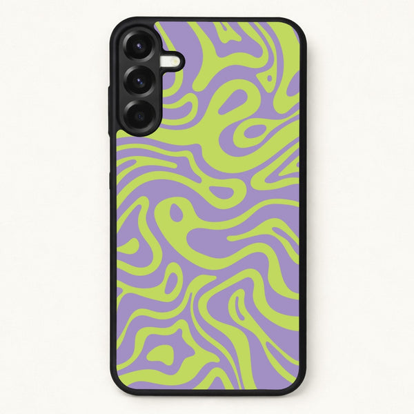 Green And Purple Waves Pattern Phone Case for Galaxy A57