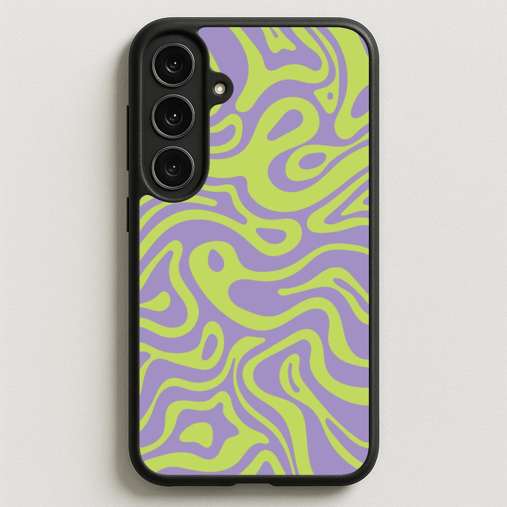 Green And Purple Waves Pattern Phone Case for Galaxy S25FE