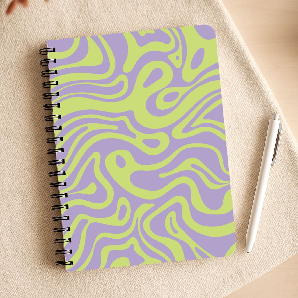 Green And Purple Waves Pattern Notepad