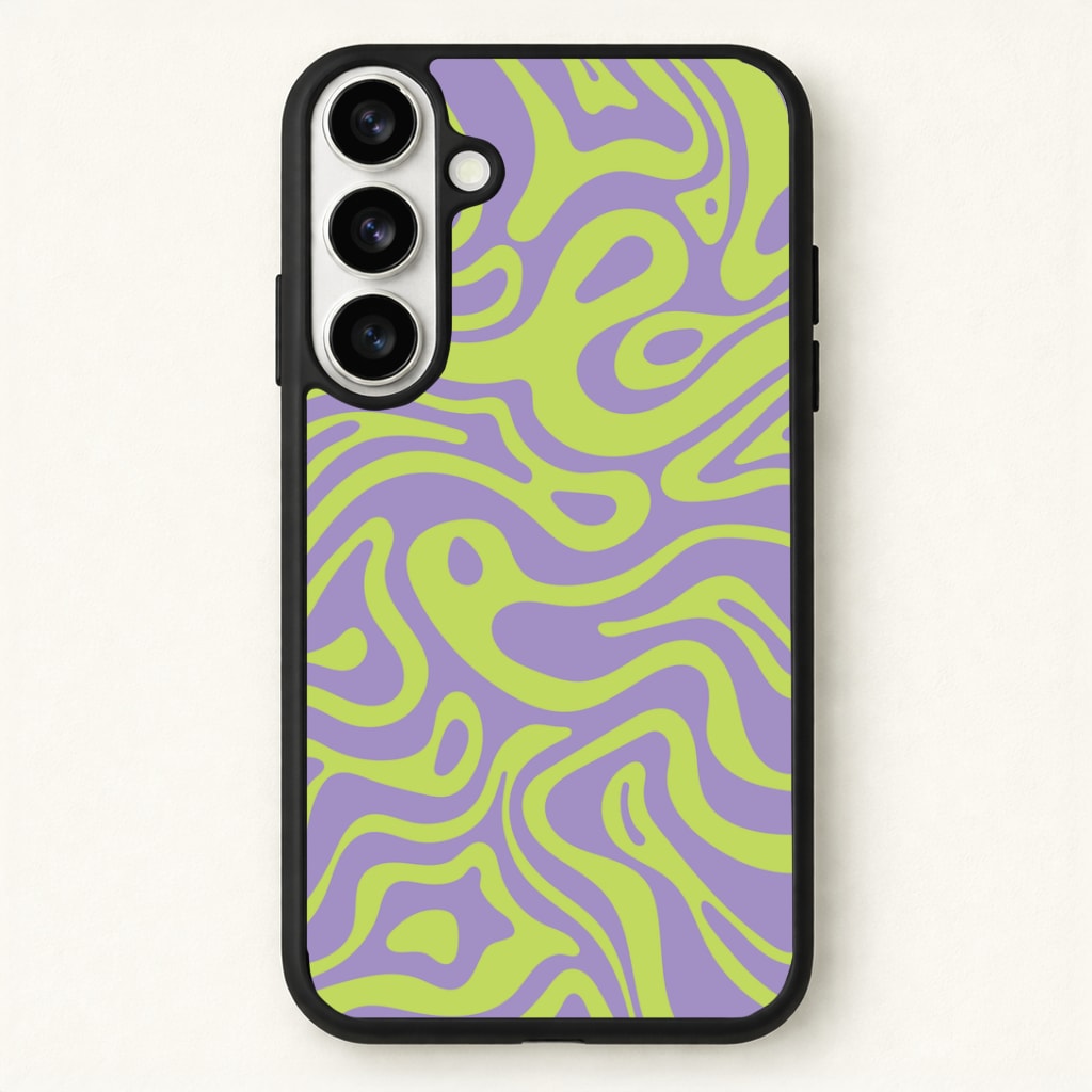 Green And Purple Waves Pattern Phone Case for Galaxy S26