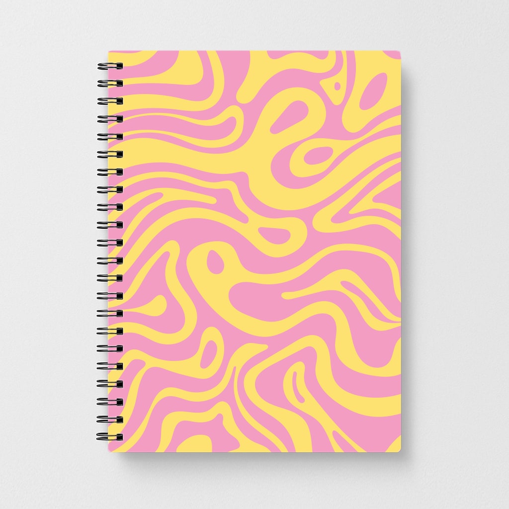 Yellow And Pink Waves Pattern Notebook