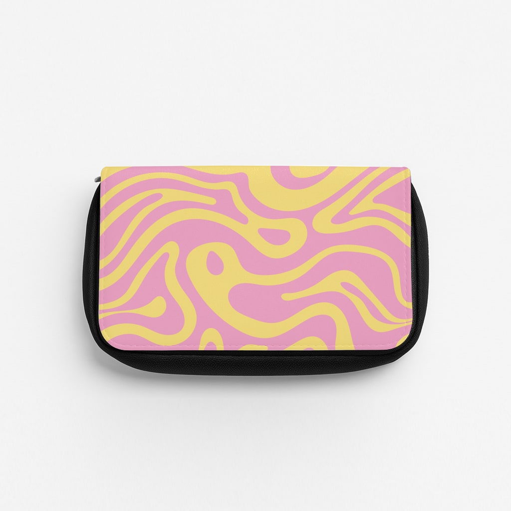Yellow And Pink Waves Pattern Pencil Case