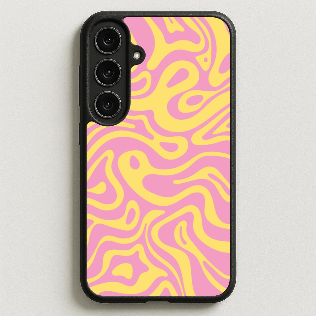 Yellow And Pink Waves Pattern Phone Case for Galaxy S25FE