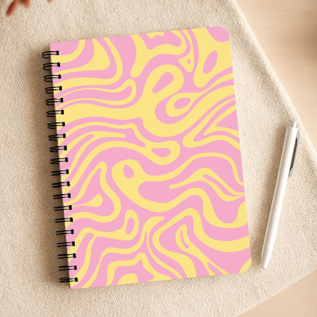 Yellow And Pink Waves Pattern Notepad