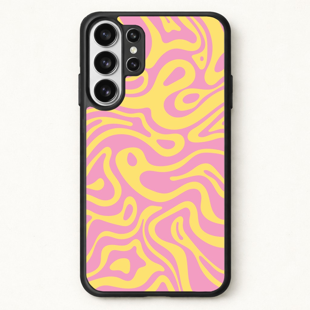 Yellow And Pink Waves Pattern Phone Case for Galaxy S26 Ultra