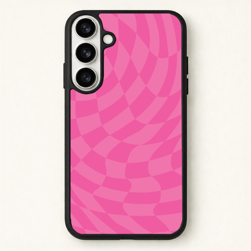 Pink Trippy Checkerboard Pattern Phone Case for Galaxy S26
