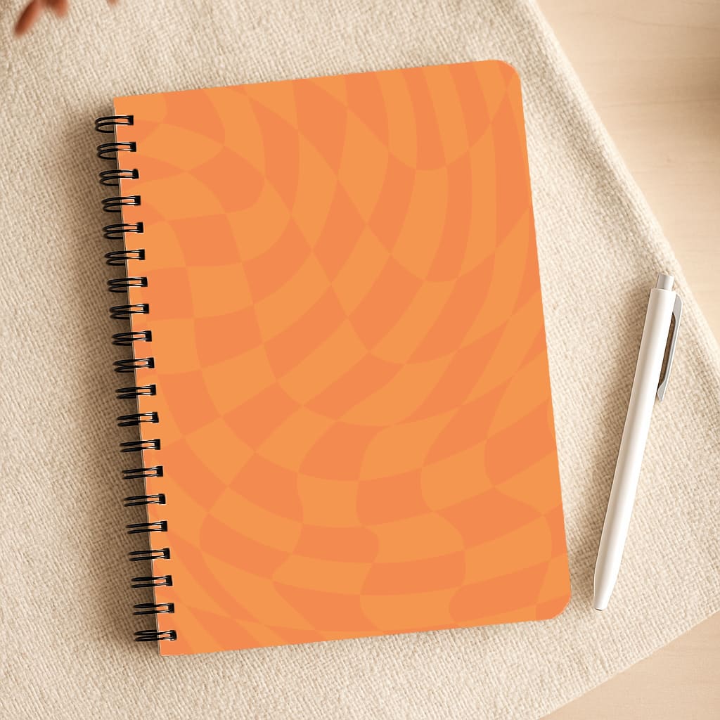 Orange Trippy Checkerboard Pattern Notepad