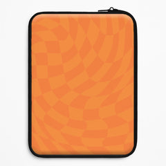 Orange Trippy Checkerboard Pattern Laptop Sleeve