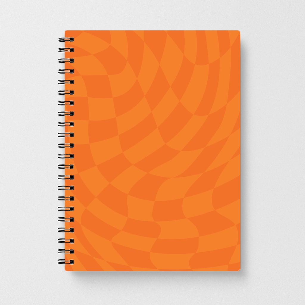 Orange Trippy Checkerboard Pattern Notebook