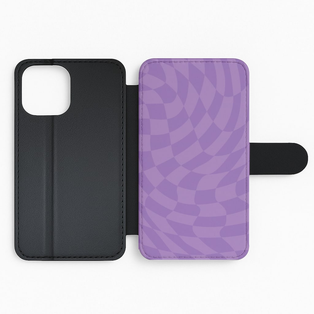 Purple Trippy Checkerboard Pattern Flip Phone Case