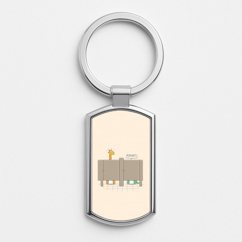 Pervert - Funny Pun Silver Keyring