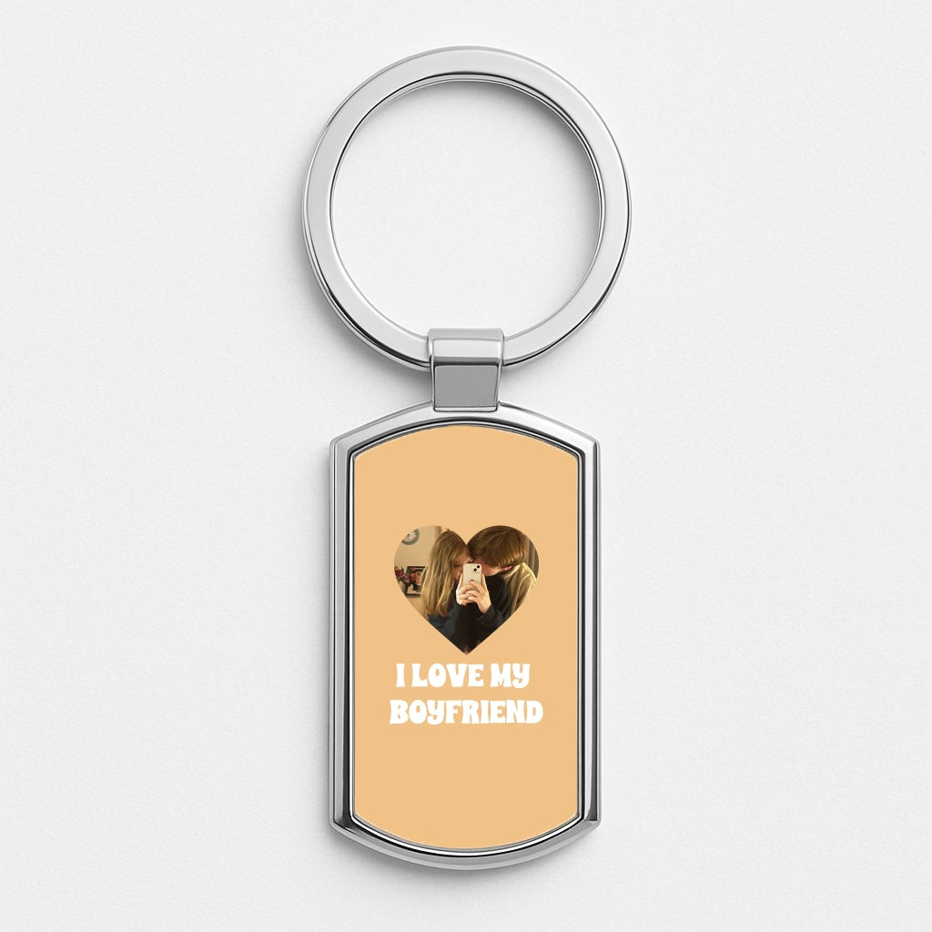 I Love My Boyfriend - Personalised Couples Silver Keyring