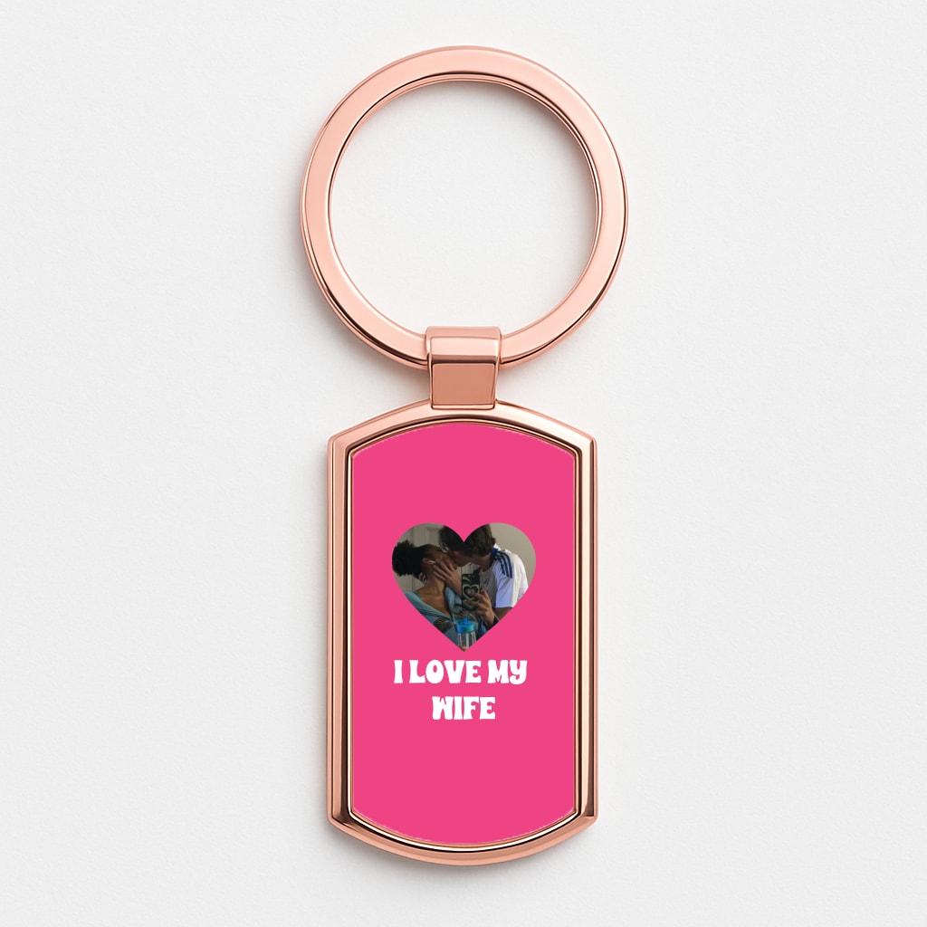 I Love My Wife - Personalised Couples Rose Gold Keyring