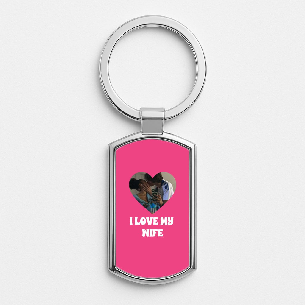 I Love My Wife - Personalised Couples Silver Keyring