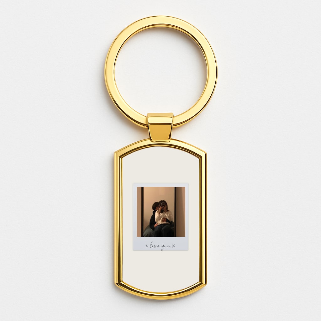 I Love You Polaroid - Personalised Couples Gold Keyring