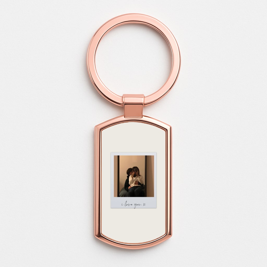 I Love You Polaroid - Personalised Couples Rose Gold Keyring