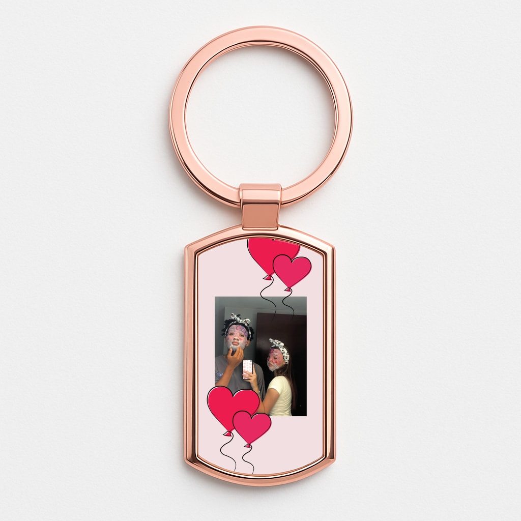 Heart Balloons - Personalised Couples Rose Gold Keyring