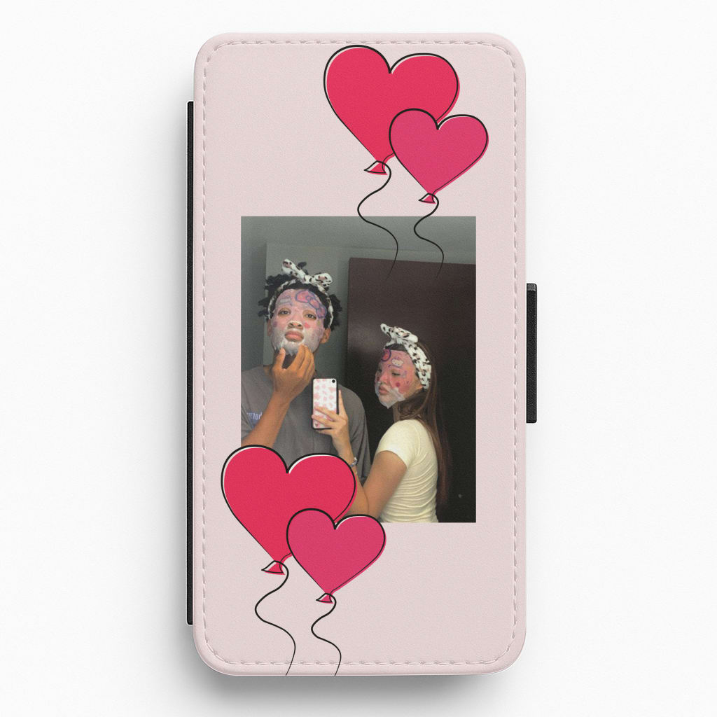 Heart Balloons - Personalised Couples Flip / Wallet Phone Case
