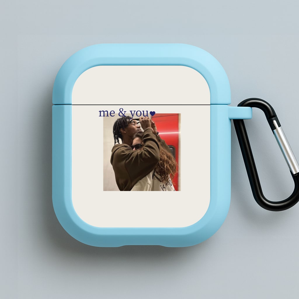 Me And You - Personalised Couples Blue AirPods Case