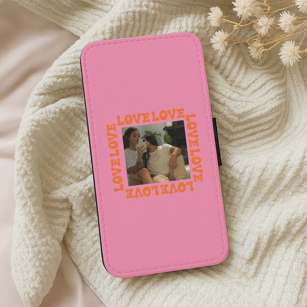 Love, Love, Love - Personalised Couples Wallet Phone Case