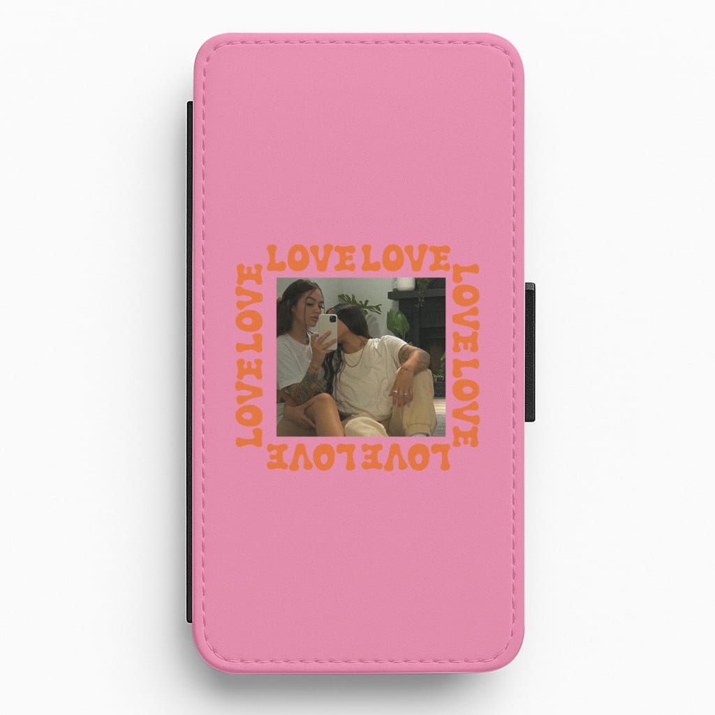 Love, Love, Love - Personalised Couples Flip / Wallet Phone Case