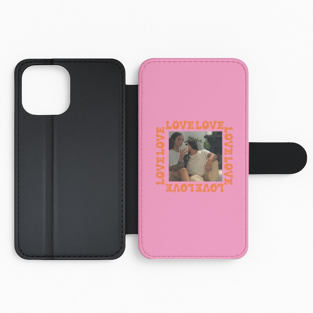 Love, Love, Love - Personalised Couples Flip Phone Case