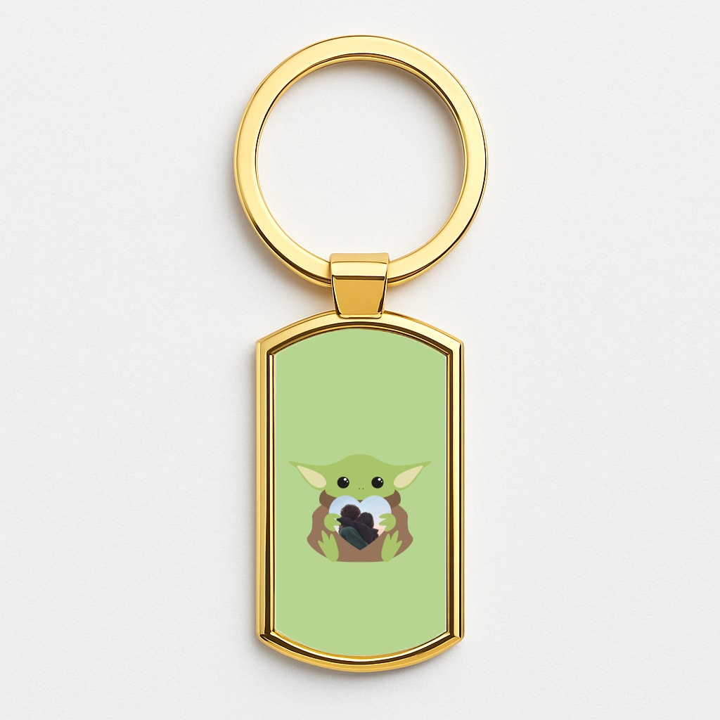 Baby Yoda - Personalised Couples Gold Keyring