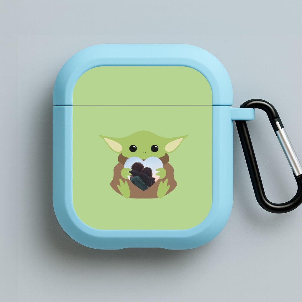 Baby Yoda - Personalised Couples Blue AirPods Case