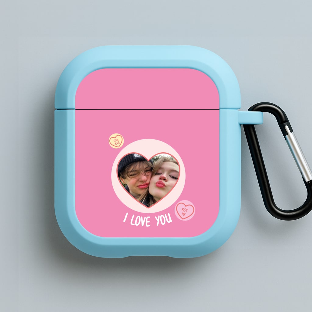 I Love You - Personalised Couples Blue AirPods Case