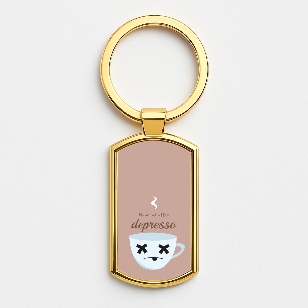 Depresso - Funny Quotes Gold Keyring