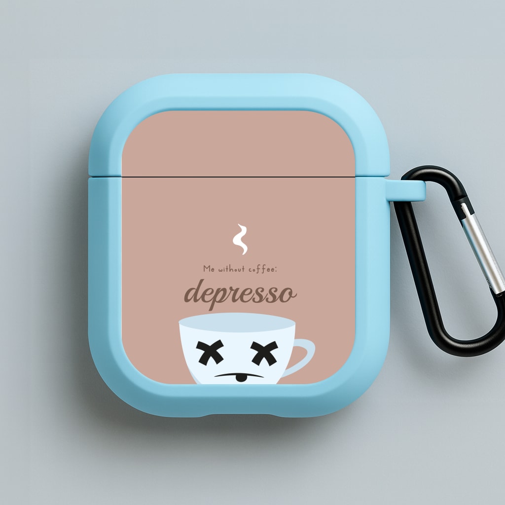 Depresso - Funny Quotes Blue AirPods Case