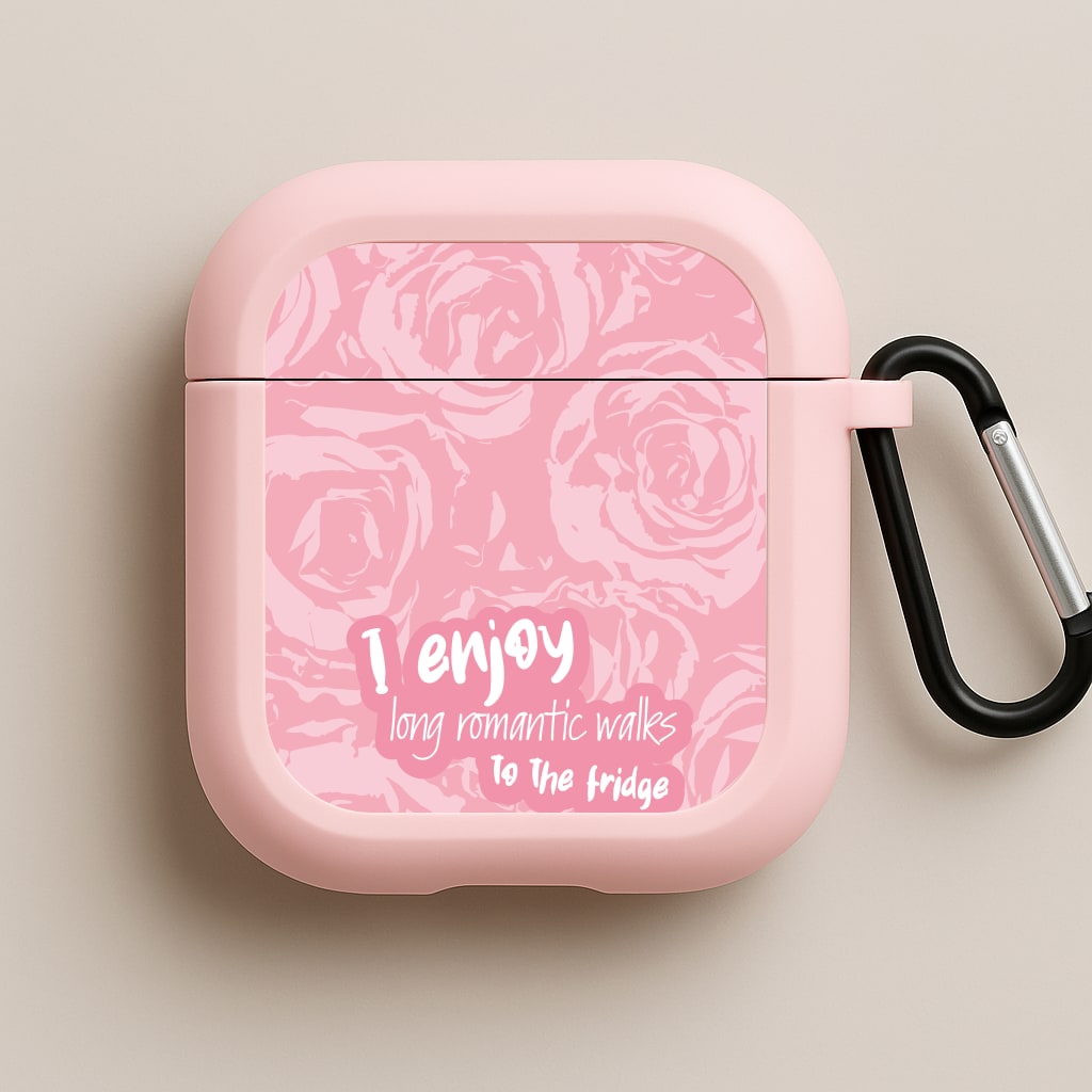 I Enjoy Long Romantic Walks - Funny Quotes Pink AirPods Case