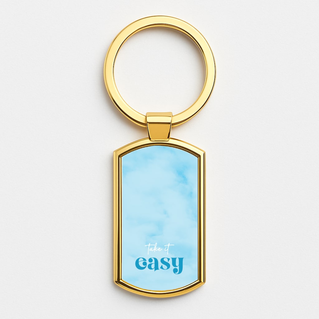 Take It Easy Gold Keyring