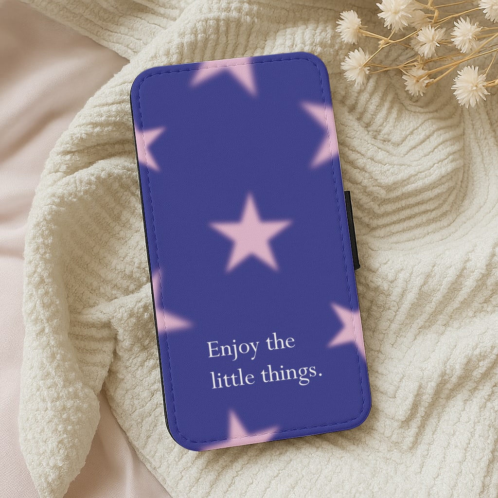 Enjoy The Little Things Dark Purple Wallet Phone Case