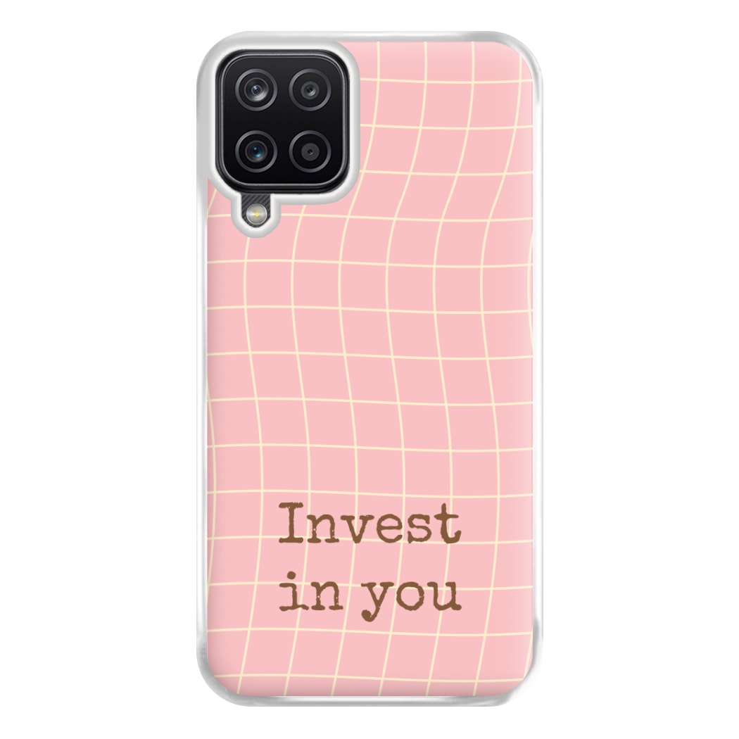Invest In You, Baby Pink Phone Case for Galaxy A12