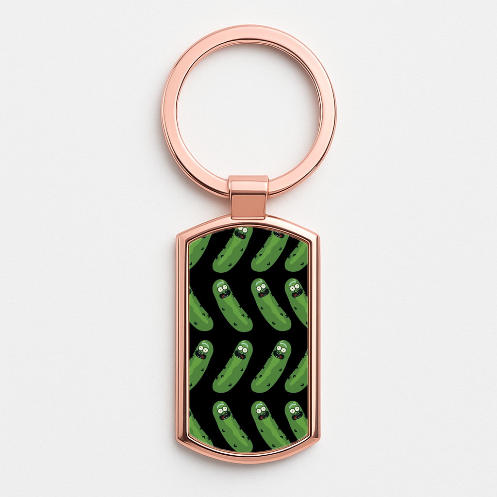Pickle Rick Pattern - RAM Rose Gold Keyring