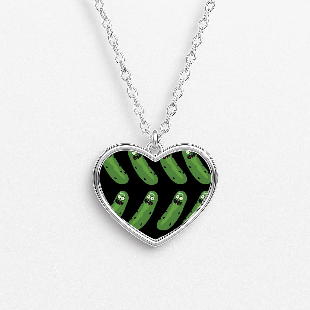 Pickle Rick Pattern - RAM Heart Necklace