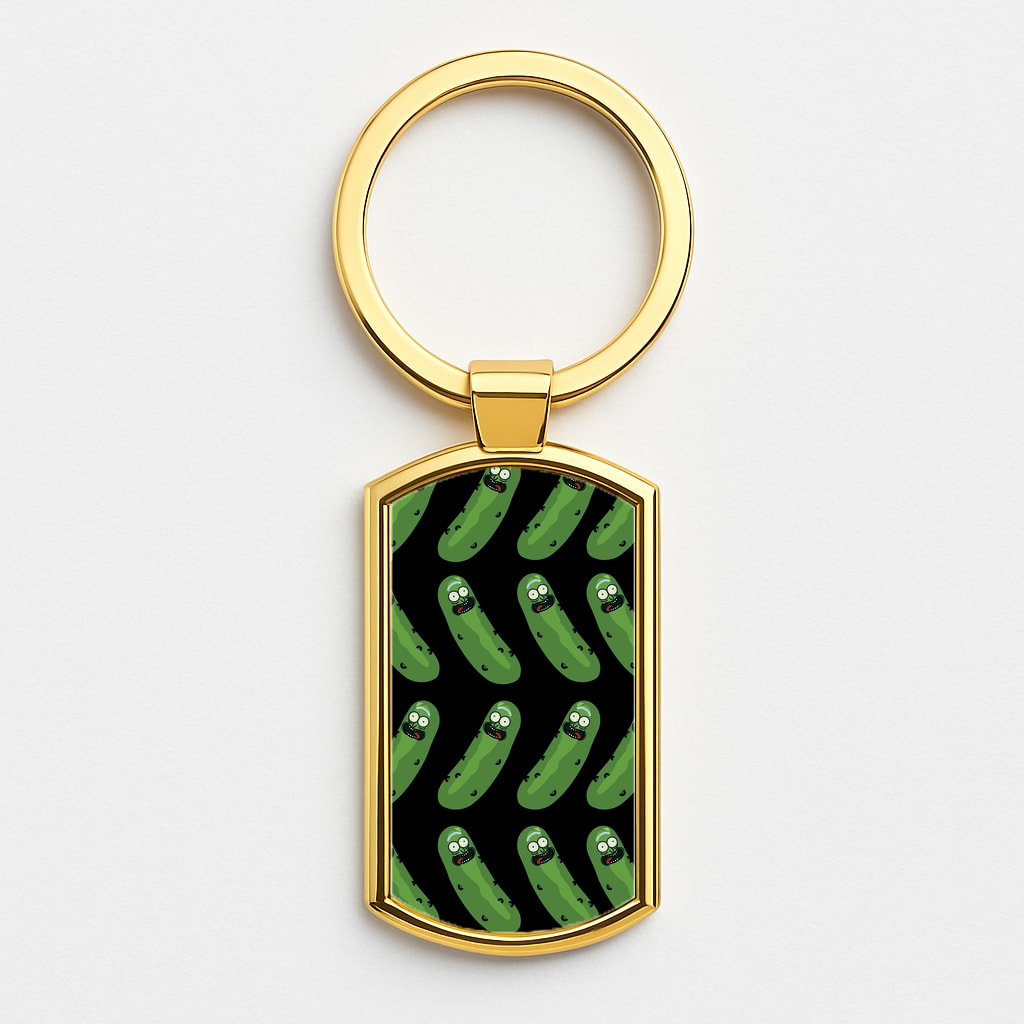 Pickle Rick Pattern - RAM Gold Keyring