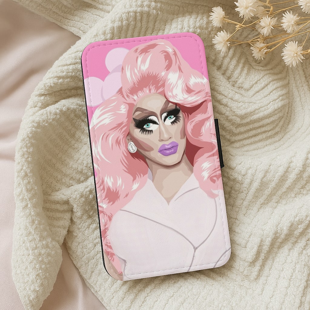Pink Trixie Mattel RuPaul's Drag Race Flip Wallet Phone Case
