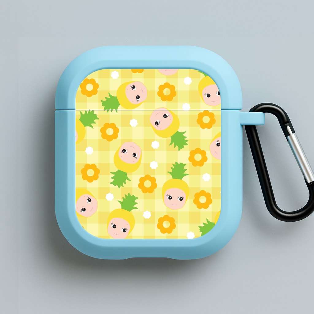 Pineapple Angel Pattern Blue AirPods Case