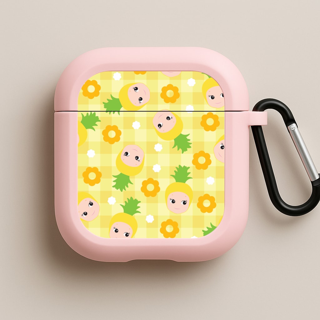 Pineapple Angel Pattern Pink AirPods Case
