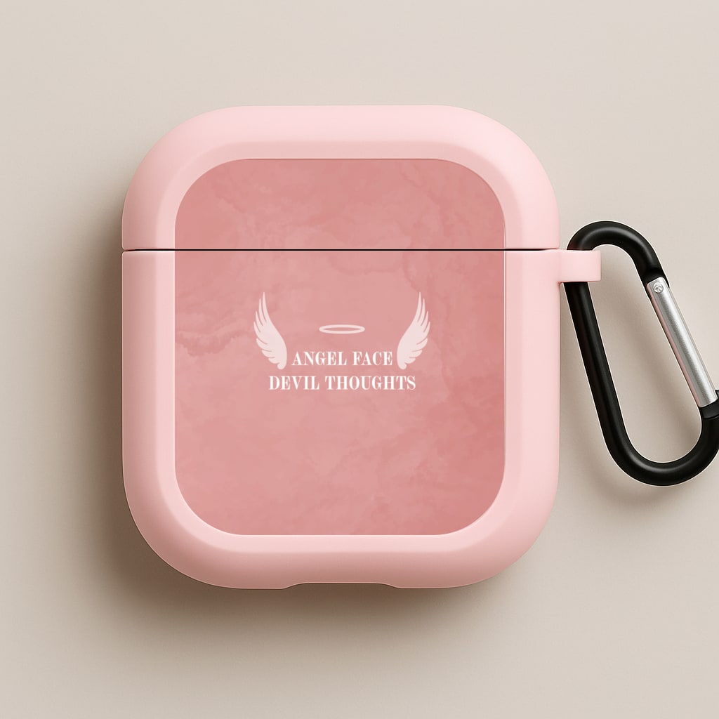 Angel Face Devil Thoughts Pink AirPods Case
